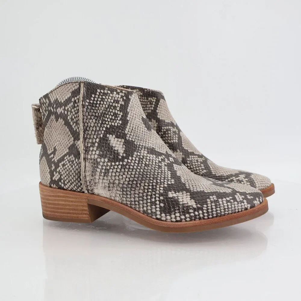 Dolce Vita Women's Tavin Boots Size 7.5 Snake Print Vegan Ankle Low Block Heel